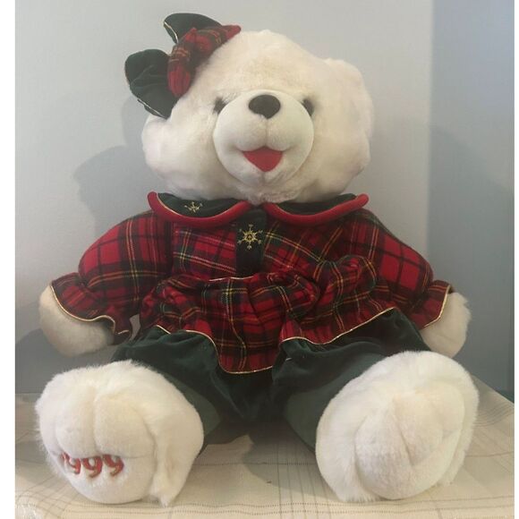 Vintage Holiday Christmas Teddy Bear - Picture 1 of 4